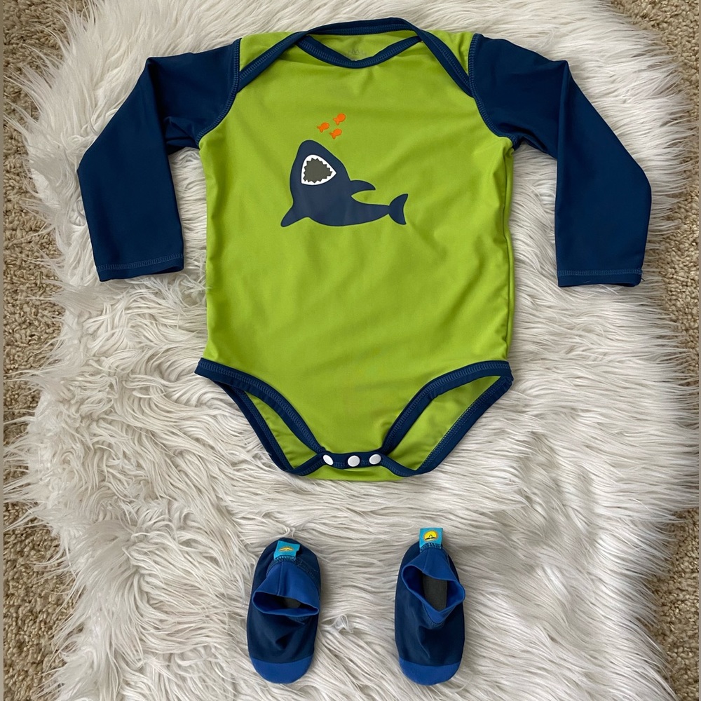 {One Step Ahead} Baby Boy Swimsuit with Water Shoes - Size 18-24 Months
